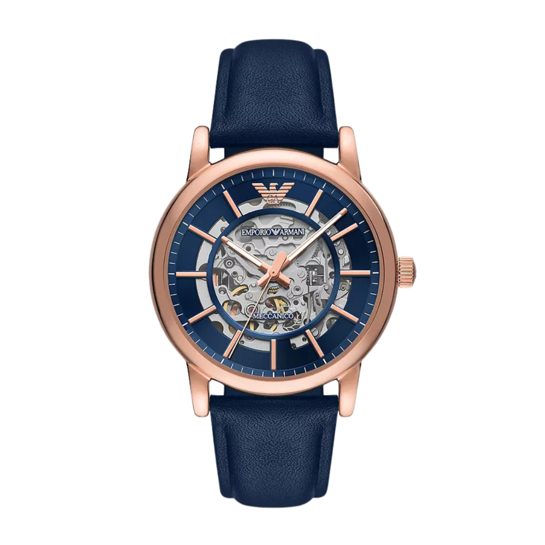 Emporio Armani Men’s Automatic Blue Leather Strap Blue Case 43mm Watch AR60050