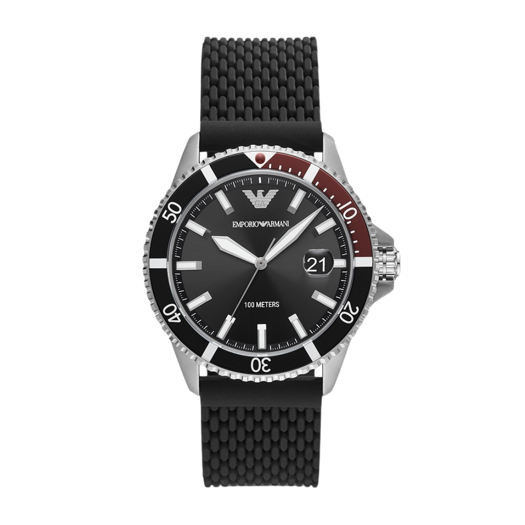 Emporio Armani Men’s Quartz Silicone Strap Black Dial 40mm Watch AR11341