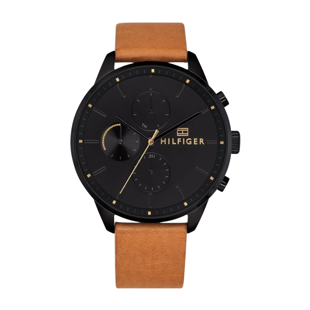 Tommy Hilfiger Men’s Quartz Leather Strap Black Case 44mm Watch 1791486