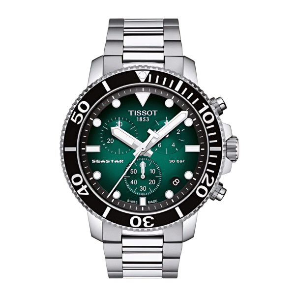 TISSOT Men’s Quartz Swiss Made Stainless Steel Green Gradient Dial 45mm Watch T120.417.11.091.01