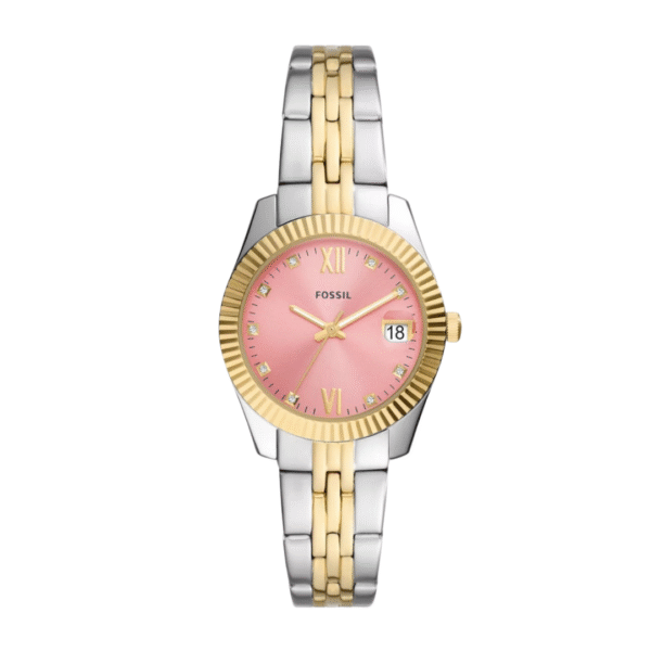 Fossil Women’s Quartz Two Tone Stainless Steel Pink Dial 32mm Watch ES5173