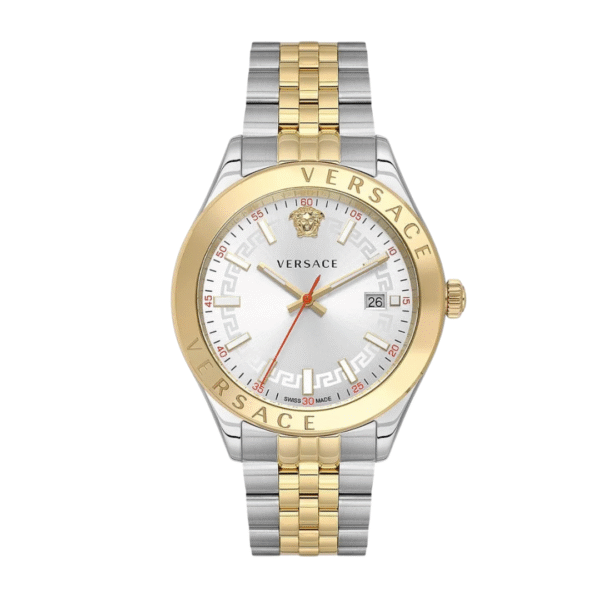 Versace Men’s Quartz Swiss Made Two Tone Stainless Steel Silver Case 42mm Watch VEVK01121