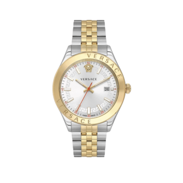Versace Men’s Quartz Swiss Made Two Tone Stainless Steel Silver Case 42mm Watch VEVK01121