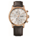 Hugo Boss Men’s Quartz Leather Strap White Dial 44mm Watch 1512519