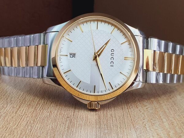 Gucci Men’s Swiss Made Quartz Stainless Steel Silver Dial 38mm Watch YA126474