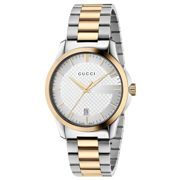 Gucci Men’s Swiss Made Quartz Stainless Steel Silver Dial 38mm Watch YA126474