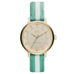Armani Exchange Women’s Quartz Two Tone Nylon Strap Gold Dial 39mm Watch AX5365