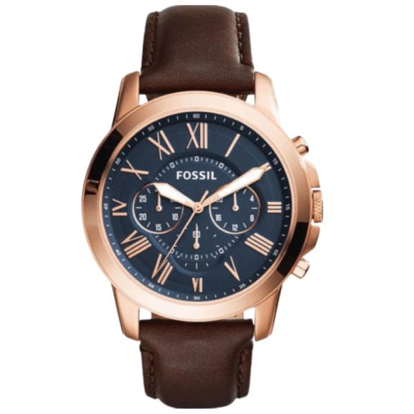 Fossil Men’s Quartz Brown Leather Strap Blue Dial 44mm Watch FS5068