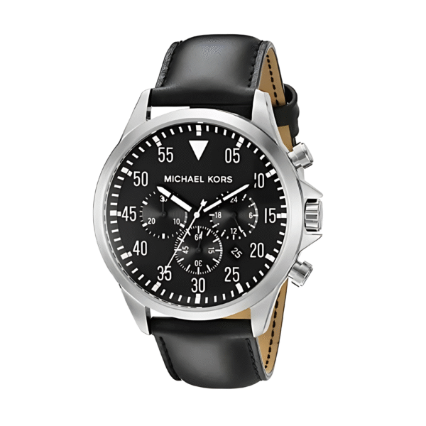 Michael Kors Men’s Chronograph Quartz Leather Strap Black Dial 45mm Watch MK8442