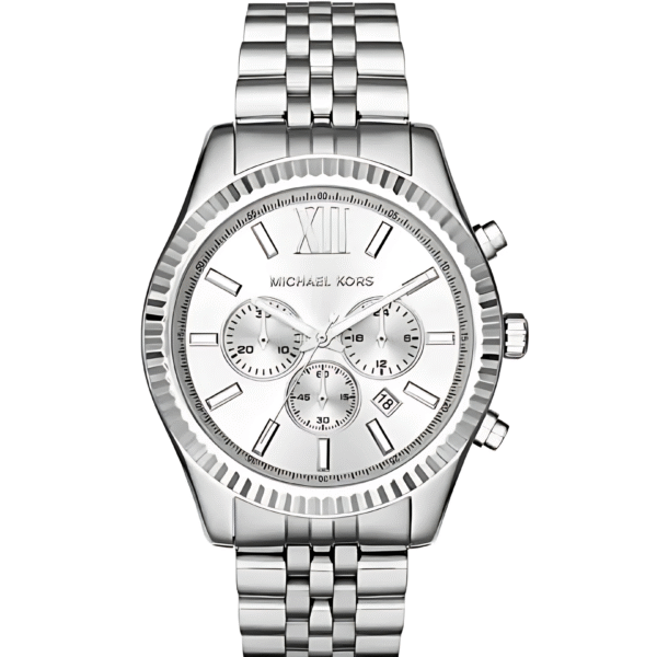 Michael Kors Men’s Chronograph Quartz Stainless Steel Silver Dial 45mm Watch MK8405