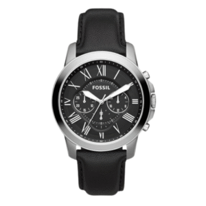 Fossil Men’s Chronograph Quartz Leather Strap Black Dial 44mm Watch FS4812