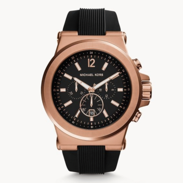 Michael Kors Men’s Chronograph Silicone Strap Black Dial 45mm Watch MK8184