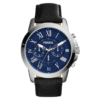 Fossil Men’s Chronograph Quartz Black Leather Strap Blue Dial 44mm Watch FS4990