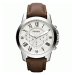 Fossil Men’s Quartz Brown Leather Strap Cream Dial 44mm Watch FS4735 (Without Tag)