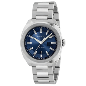 Gucci GG2570 Silver Stainless Steel Dark Blue Dial Quartz Watch for Gents- GUCCI YA142303