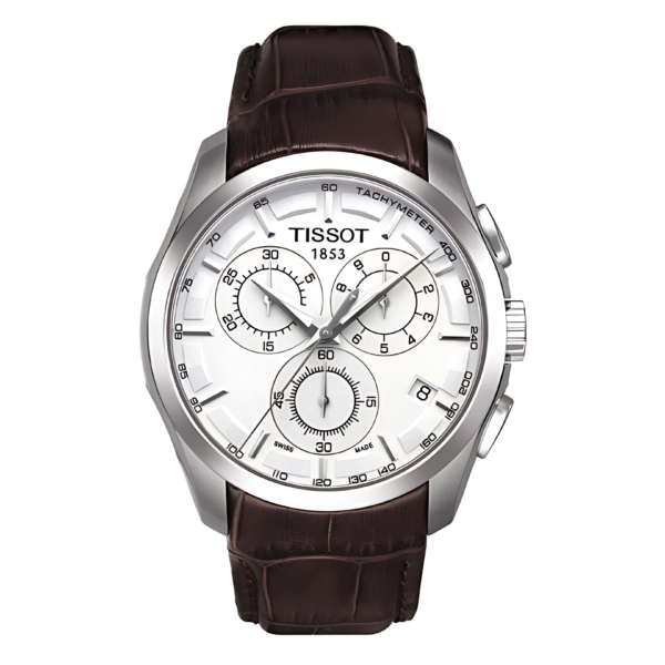 TISSOT Men’s Quartz Swiss Made Brown Leather Strap Silver Dial 41mm Watch T035.617.16.031.00