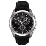 TISSOT Men’s Quartz Swiss Made Black Leather Strap Black Dial 41mm Watch T035.617.16.051.00