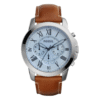 Fossil Men’s Chronograph Quartz Leather Strap Silver Dial 44mm Watch FS5184