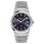 Ferragamo Men’s Swiss Made Quartz Silver Stainless Steel Blue Dial 41mm Watch SFDT01320