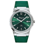 Ferragamo Men’s Swiss Made Quartz Green Hybrid Strap Green Dial 42mm Watch SFDT00519