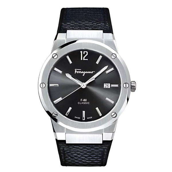Ferragamo Men’s Swiss Made Quartz Black Hybrid Strap Black Dial 42mm Watch SFDT00619