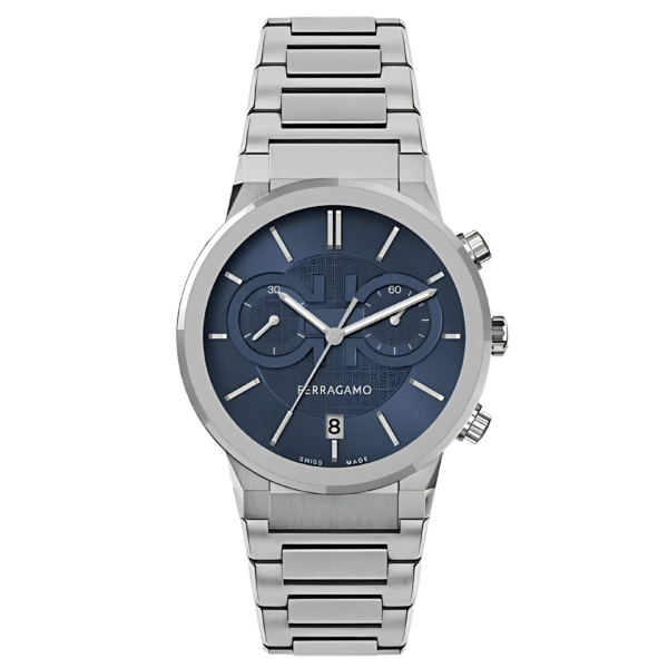 Ferragamo Men’s Swiss Made Quartz Silver Stainless Steel Blue Dial 41mm Watch SFME01123