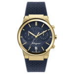 Ferragamo Men’s Swiss Made Quartz Blue Silicone Strap Blue Dial 41mm Watch SFME00221