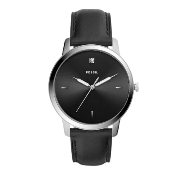 Fossil Men’s Quartz Black Leather Strap Black Dial 44mm Watch FS5497