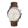 Fossil Men’s Chronograph Quartz Leather Strap Cream Dial 44mm Watch FS5350