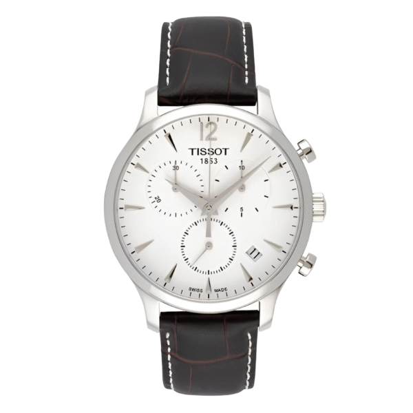 TISSOT Men’s Quartz Swiss Made Brown Leather Strap White Dial 42mm Watch T063.617.16.037.00