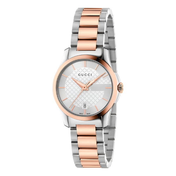 Gucci Women’s Swiss Made Quartz Stainless Steel Silver Dial 27mm Watch YA126564