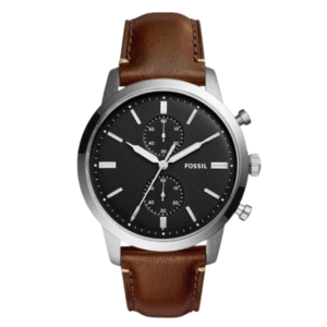 Fossil Men’s Chronograph Quartz Leather Strap Black Dial 44mm Watch FS5280