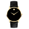 Movado Men’s Quartz Swiss Made Leather Strap Black Dial 40mm Watch 0607195