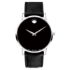 Movado Men’s Quartz Swiss Made Leather Strap Black Dial 40mm Watch 0607194