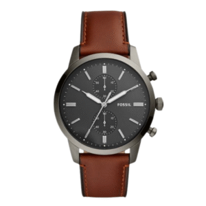 Fossil Men’s Chronograph Quartz Leather Strap Grey Dial 44mm Watch FS5522