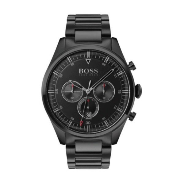 " Hugo Boss Men’s Chronograph Quartz Stainless Steel Black Dial 44mm Watch 1513714"