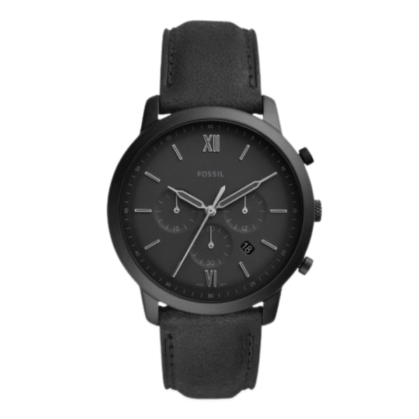 Fossil Men’s Chronograph Quartz Leather Strap Black Dial 44mm Watch FS5503