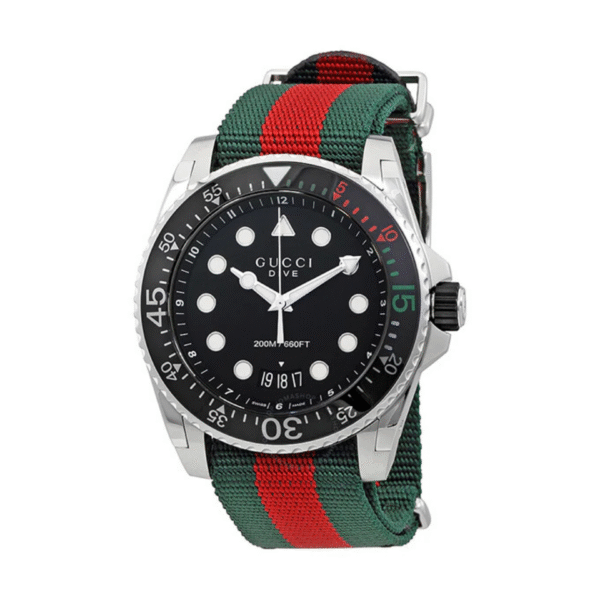 Gucci Dive Two-tone Leather Black Dial Quartz Watch for Gents - YA136209