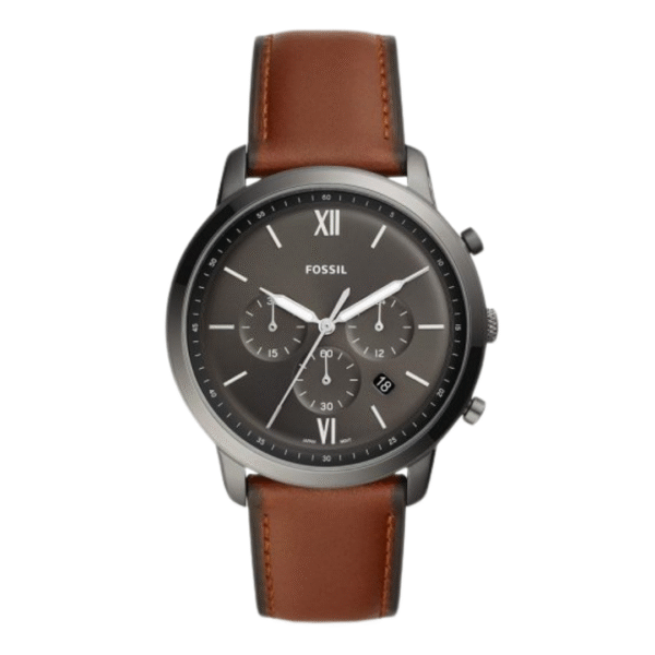 Fossil Men’s Chronograph Quartz Leather Strap Gray Dial 44mm Watch FS5512