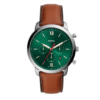 Fossil Men’s Chronograph Quartz Leather Strap Green Dial 44mm Watch FS5735