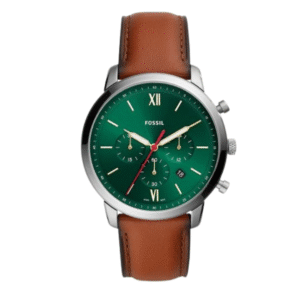 Fossil Men’s Chronograph Quartz Leather Strap Green Dial 44mm Watch FS5735
