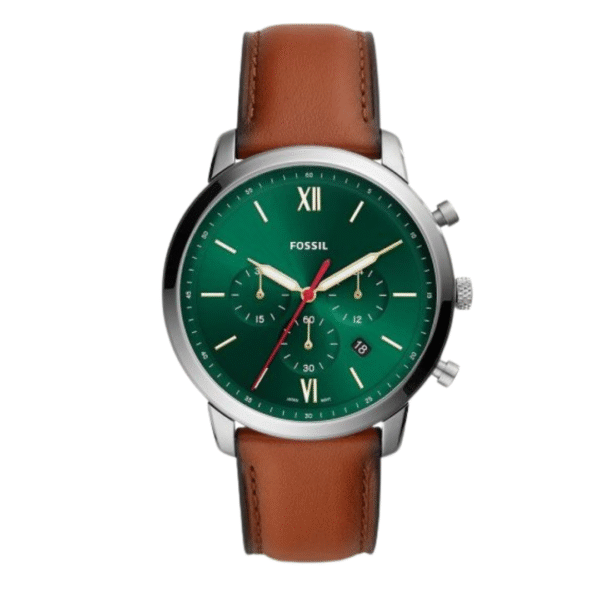 Fossil Men’s Chronograph Quartz Leather Strap Green Dial 44mm Watch FS5735