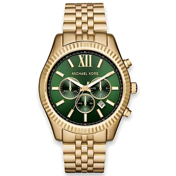 Michael Kors Men’s Quartz Stainless Steel Gold Tone Green Dial 44mm Watch MK8446