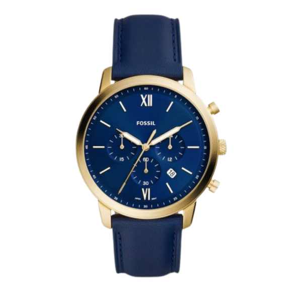 Fossil Men’s Chronograph Quartz Leather Strap Blue Dial 44mm Watch FS5790