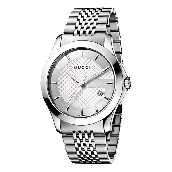 Gucci Men’s Swiss Made Quartz Stainless Steel Silver Dial 38mm Watch YA126401