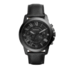 Fossil Men’s Chronograph Quartz Black Leather Strap Black Dial 45mm Watch FS5132