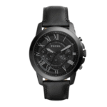 Fossil Men’s Chronograph Quartz Black Leather Strap Black Dial 45mm Watch FS5132
