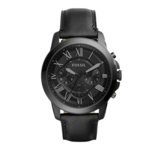 Fossil Men’s Chronograph Quartz Black Leather Strap Black Dial 45mm Watch FS5132