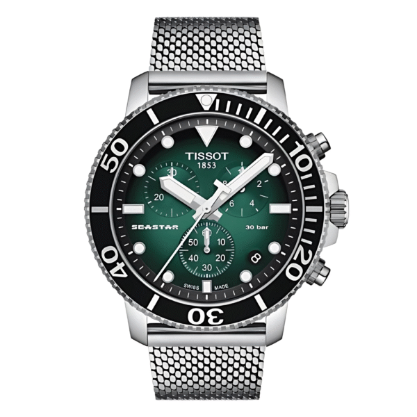 TISSOT Men’s Quartz Swiss Made Stainless Steel Green Gradient Dial 45mm Watch T120.417.11.091.00
