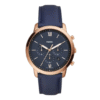 Fossil Men’s Chronograph Quartz Blue Leather Strap Blue Dial 44mm Watch FS5454